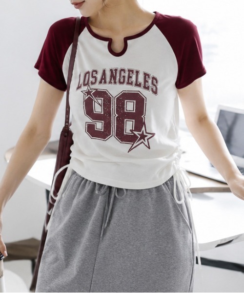 GORGE(ゴージ)の「《ラグラン・スポーティ》ナンバープリントギャザーTシャツ/カジュアル×ストリート/春夏/全3色(Tシャツ/カットソー・レディース・ブラック/レッド/ネイビー・F)」の5枚目の写真