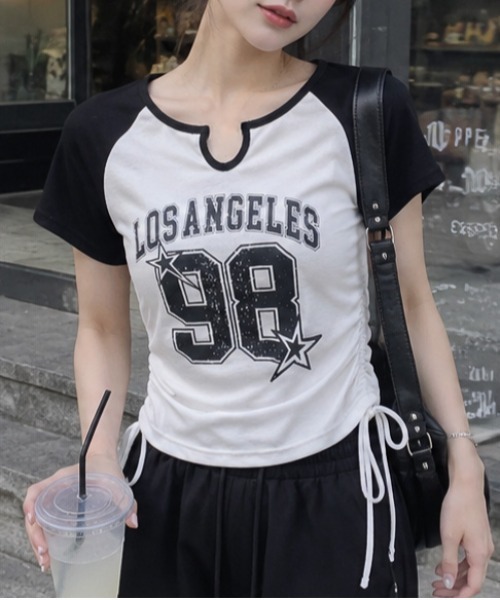 GORGE(ゴージ)の「《ラグラン・スポーティ》ナンバープリントギャザーTシャツ/カジュアル×ストリート/春夏/全3色(Tシャツ/カットソー・レディース・ブラック/レッド/ネイビー・F)」の10枚目の写真