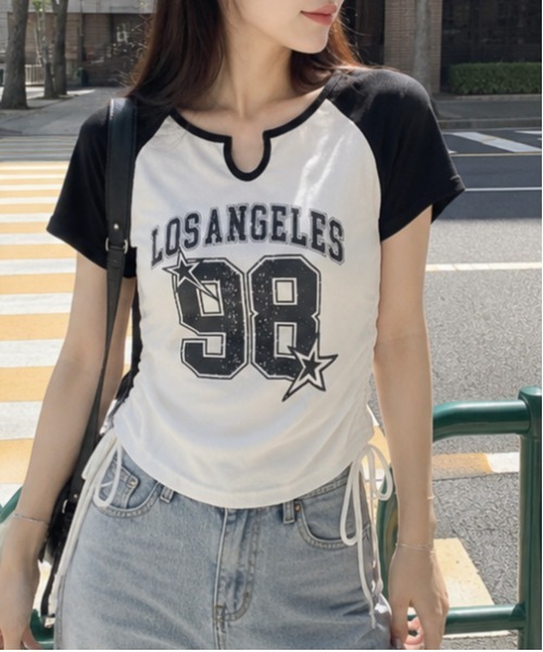 GORGE(ゴージ)の「《ラグラン・スポーティ》ナンバープリントギャザーTシャツ/カジュアル×ストリート/春夏/全3色(Tシャツ/カットソー・レディース・ブラック/レッド/ネイビー・F)」の11枚目の写真
