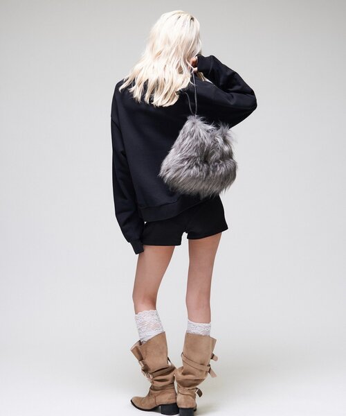 Sourcream（サワークリーム）の「【26AW LOOK掲載品番】【Sourcream】$ロゴファースウェット（スウェット・レディース・ライトグレー/ブラック/ネイビー・MEDIUM/SMALL）」の12枚目の写真