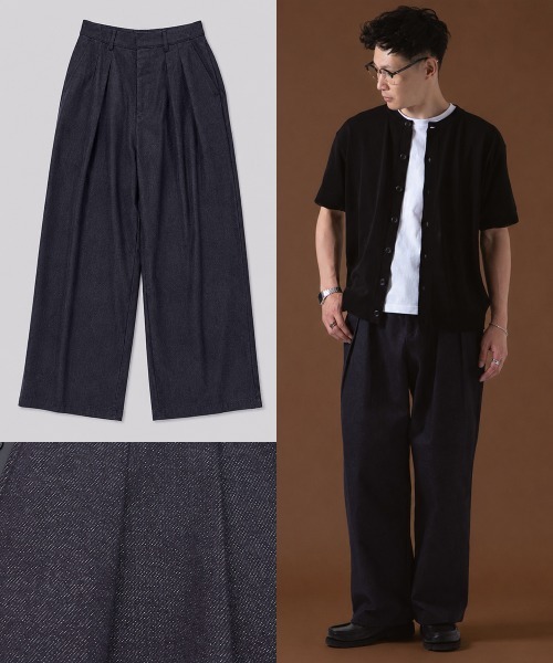 OXA(オグザ)の「デニムスラックス(デニムパンツ・メンズ・ネイビー/ブラック・LARGE/MEDIUM)」の1枚目の写真