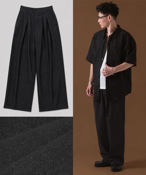 OXA(オグザ)の「デニムスラックス(デニムパンツ・メンズ・ネイビー/ブラック・LARGE/MEDIUM)」の2枚目の写真