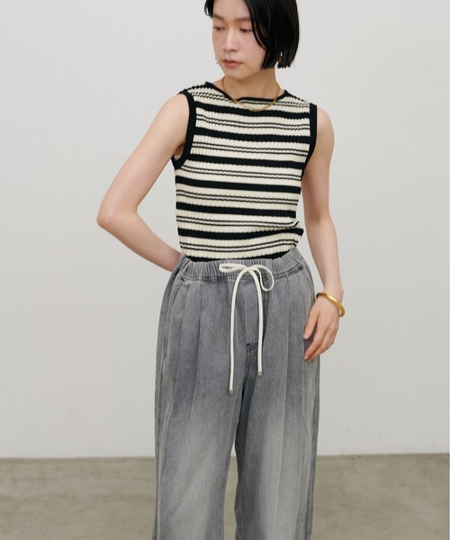 LARUTA(ラルータ)の「【LARUTA】ボーダーリブノースリニット(ニット/セーター・レディース・ブラウン/ネイビー/ダークブラウン/ブラック・MEDIUM)」の20枚目の写真