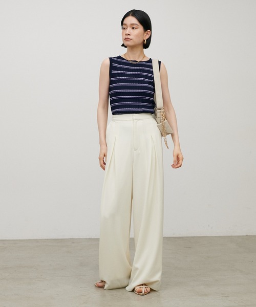 LARUTA(ラルータ)の「【LARUTA】ボーダーリブノースリニット(ニット/セーター・レディース・ブラウン/ネイビー/ダークブラウン/ブラック・MEDIUM)」の9枚目の写真
