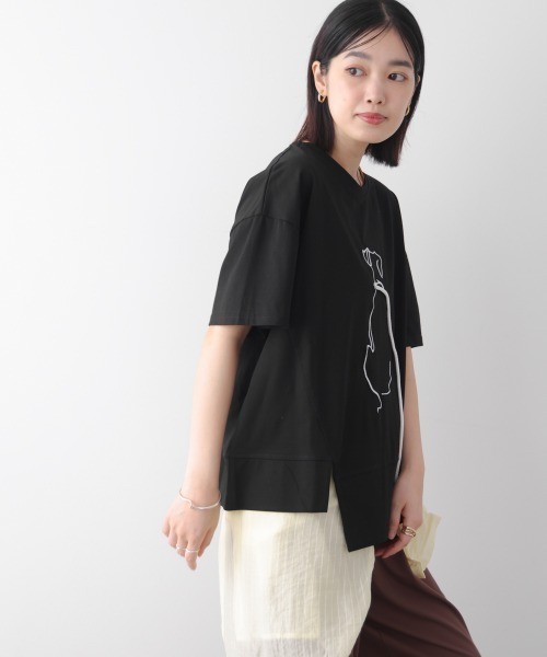 Bou Jeloud（ブージュルード）の「ドック刺しゅうＴシャツ（Tシャツ/カットソー・レディース・ブラック・FREE）」の4枚目の写真
