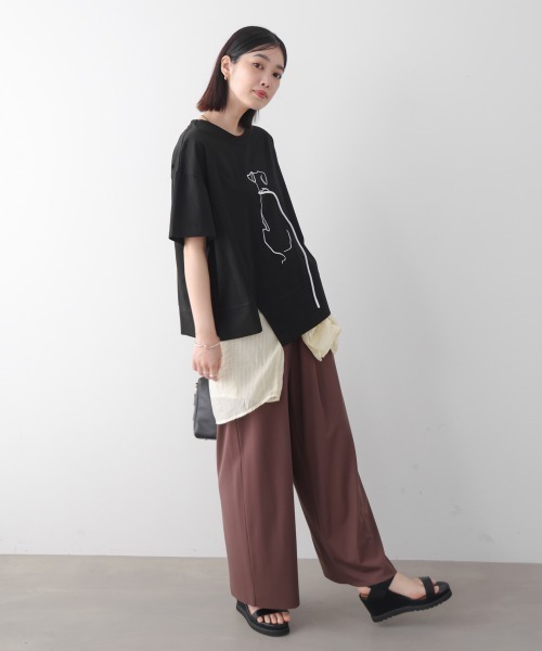 Bou Jeloud（ブージュルード）の「ドック刺しゅうＴシャツ（Tシャツ/カットソー・レディース・ブラック・FREE）」の5枚目の写真