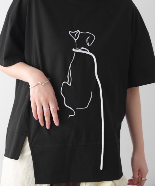 Bou Jeloud（ブージュルード）の「ドック刺しゅうＴシャツ（Tシャツ/カットソー・レディース・ブラック・FREE）」の9枚目の写真