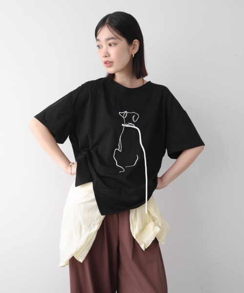 Bou Jeloud（ブージュルード）の「ドック刺しゅうＴシャツ（Tシャツ/カットソー・レディース・ブラック・FREE）」の11枚目の写真