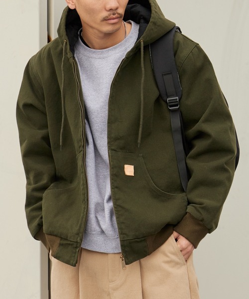 2AM(ツーエイエム)の「Duck-Weave Full-Zip Blouson Parka / ダックコットン キルティングライナー フルジップフーデッドブルゾン(ブルゾン・メンズ・オリーブ/ブラウン・L)」の1枚目の写真