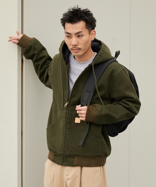 2AM(ツーエイエム)の「Duck-Weave Full-Zip Blouson Parka / ダックコットン キルティングライナー フルジップフーデッドブルゾン(ブルゾン・メンズ・オリーブ/ブラウン・L)」の10枚目の写真
