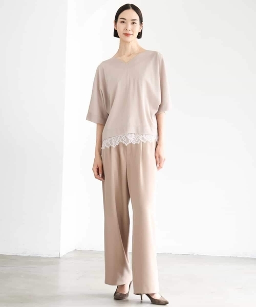 MICHEL KLEIN(ミッシェル・クラン)の「ドルマンVネックトップス(Tシャツ/カットソー・レディース・ブラウン/ミント/ベージュ/パープル・38)」の7枚目の写真