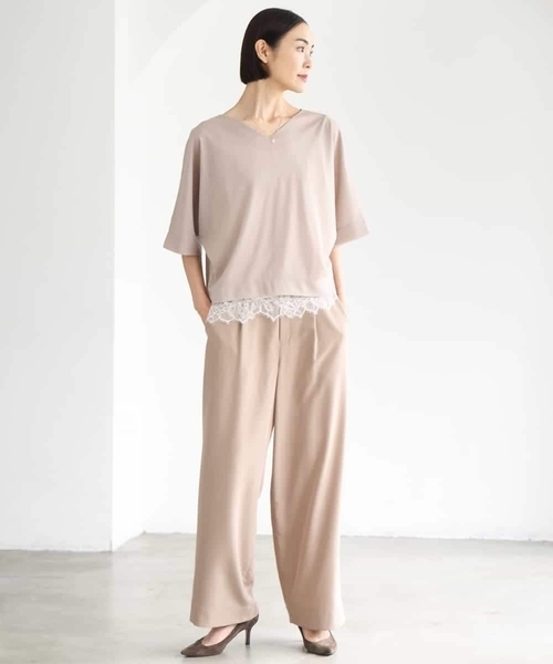 MICHEL KLEIN(ミッシェル・クラン)の「ドルマンVネックトップス(Tシャツ/カットソー・レディース・ブラウン/ミント/ベージュ/パープル・38)」の8枚目の写真