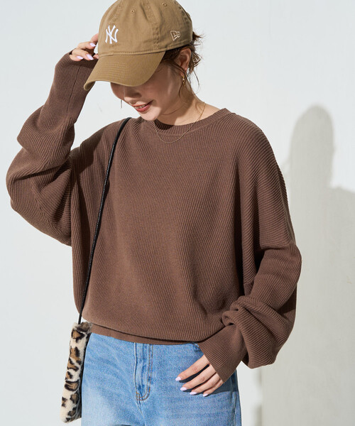 FREAK'S STORE(フリークスストア)の「限定展開 片畦 コットン ショート ニット プルオーバー(ニット/セーター・レディース・ライトグレー/ブラック/レッド/ブラウン/ナチュラル/グリーン/ブルー・フリ-)」の16枚目の写真