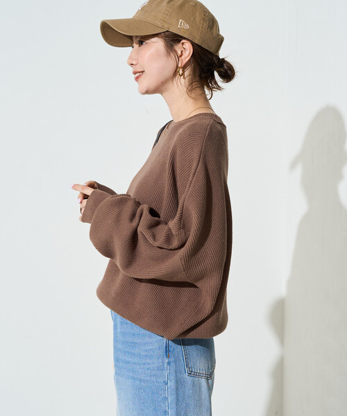 FREAK'S STORE(フリークスストア)の「限定展開 片畦 コットン ショート ニット プルオーバー(ニット/セーター・レディース・ライトグレー/ブラック/レッド/ブラウン/ナチュラル/グリーン/ブルー・フリ-)」の18枚目の写真