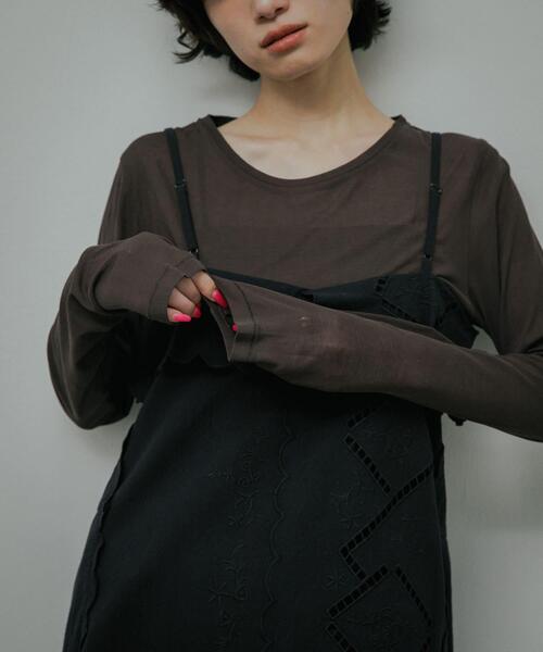 URBAN RESEARCH DOORS(アーバンリサーチドアーズ)の「Sheer Cotton Long-Sleeve T-shirts(Tシャツ/カットソー・レディース・ブラウン/オフホワイト・FREE)」の2枚目の写真