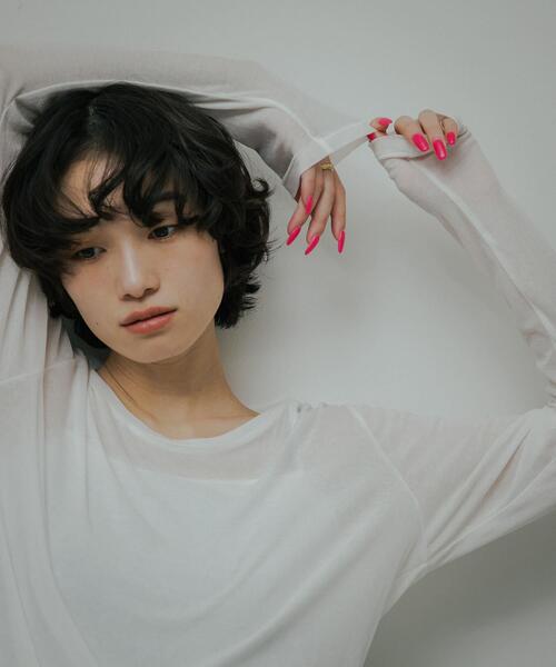 URBAN RESEARCH DOORS(アーバンリサーチドアーズ)の「Sheer Cotton Long-Sleeve T-shirts(Tシャツ/カットソー・レディース・ブラウン/オフホワイト・FREE)」の1枚目の写真