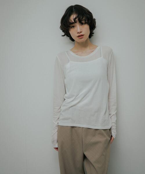 URBAN RESEARCH DOORS(アーバンリサーチドアーズ)の「Sheer Cotton Long-Sleeve T-shirts(Tシャツ/カットソー・レディース・ブラウン/オフホワイト・FREE)」の15枚目の写真