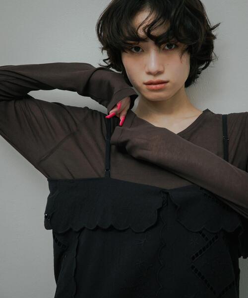 URBAN RESEARCH DOORS(アーバンリサーチドアーズ)の「Sheer Cotton Long-Sleeve T-shirts(Tシャツ/カットソー・レディース・ブラウン/オフホワイト・FREE)」の20枚目の写真