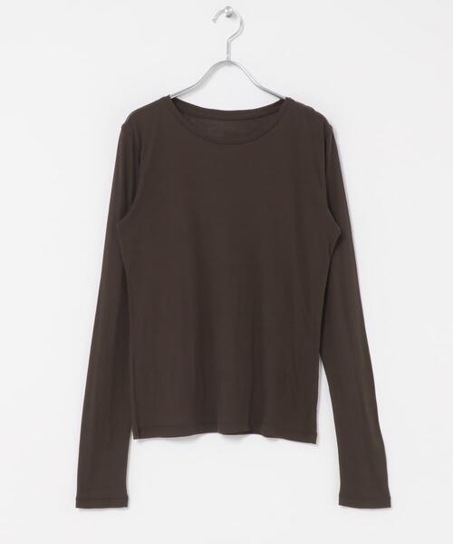 URBAN RESEARCH DOORS(アーバンリサーチドアーズ)の「Sheer Cotton Long-Sleeve T-shirts(Tシャツ/カットソー・レディース・ブラウン/オフホワイト・FREE)」の4枚目の写真