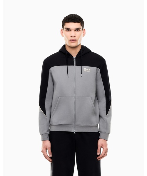 EMPORIO ARMANI EA7(エンポリオアルマーニイーエーセブン)の「<オンライン限定>【エンポリオ アルマーニ EA7】レギュラーフィット カラーブロック フルジップ パーカー(パーカー・メンズ・グレー・LARGE/X-SMALL/X-LARGE/SMALL/MEDIUM)」の1枚目の写真