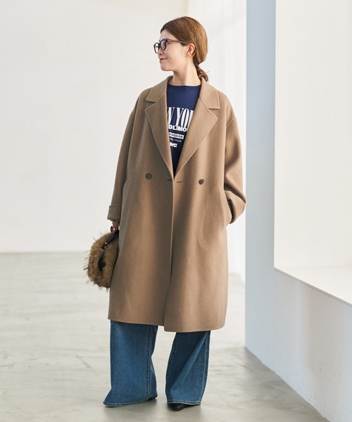 Spick & Span（スピックアンドスパン）の「ビーバーダブルフェイスチェスターコート（チェスターコート・レディース・ブラック/キャメル・36/38）」の4枚目の写真