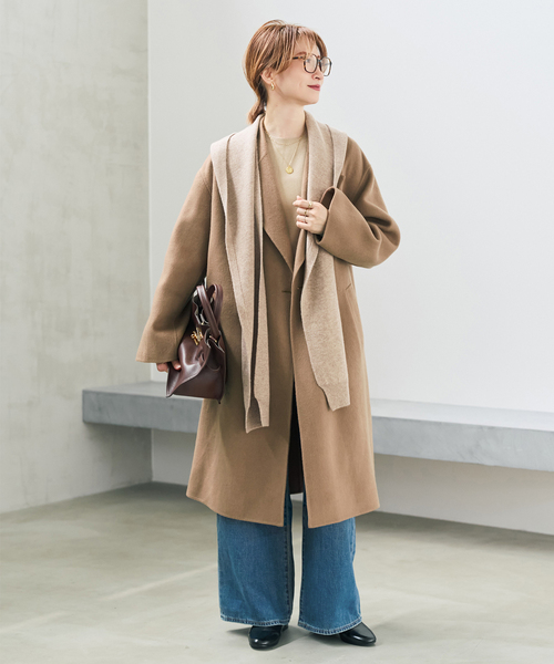 Spick & Span（スピックアンドスパン）の「ビーバーダブルフェイスチェスターコート（チェスターコート・レディース・ブラック/キャメル・36/38）」の5枚目の写真