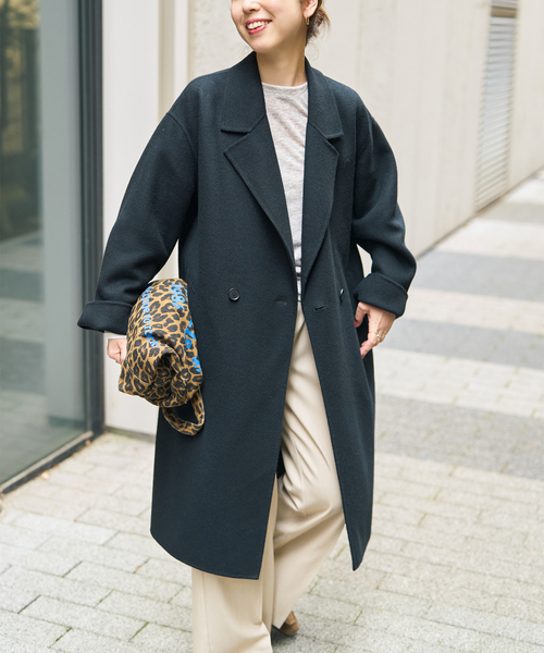 Spick & Span（スピックアンドスパン）の「ビーバーダブルフェイスチェスターコート（チェスターコート・レディース・ブラック/キャメル・36/38）」の6枚目の写真