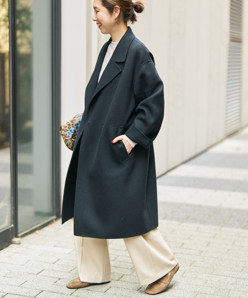 Spick & Span（スピックアンドスパン）の「ビーバーダブルフェイスチェスターコート（チェスターコート・レディース・ブラック/キャメル・36/38）」の12枚目の写真