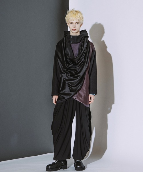 NO ID.(ノーアイディ)の「【NO ID.】Multiway Hooded Cocoon Coat / マルチウェイ フーデッド コクーン コート(モッズコート・メンズ・パープル/グレー/ブラック・ONE)」の20枚目の写真