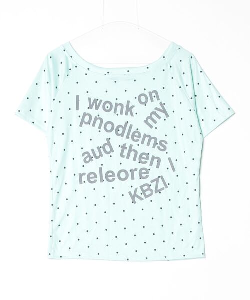 FREE STYLISTS(フリー スタイリスト)の「ドット柄 英語プリント半袖ワンショルダーBIG Tシャツ Y2K レディーストップス(Tシャツ/カットソー・レディース・ライトグリーン・S/M/L/XL/2XL)」の1枚目の写真