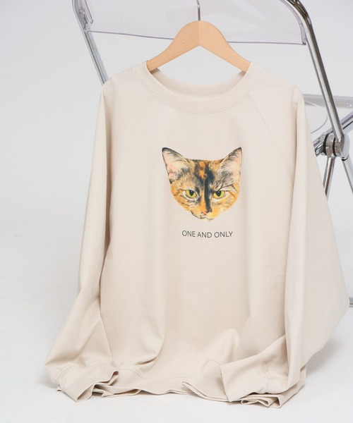 meeny miny(ミーニーマイニー)の「【よそんちの猫】サビ猫 ラメプルオーバー(スウェット・レディース・アイボリー/チャコールグレー・S-M)」の18枚目の写真