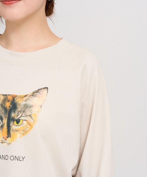 meeny miny(ミーニーマイニー)の「【よそんちの猫】サビ猫 ラメプルオーバー(スウェット・レディース・アイボリー/チャコールグレー・S-M)」の15枚目の写真