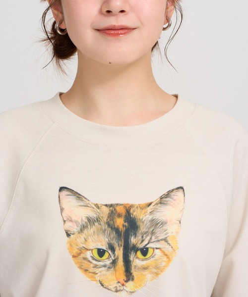 meeny miny(ミーニーマイニー)の「【よそんちの猫】サビ猫 ラメプルオーバー(スウェット・レディース・アイボリー/チャコールグレー・S-M)」の14枚目の写真