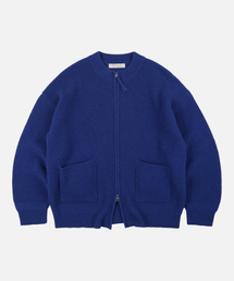 WOOL DECK ZIP UP CARDIGAN _ COBALT BLUE