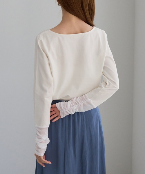 ROPE' PICNIC(ロペピクニック)の「アソート袖切り替えインナートップス/レース・プリーツ・ギャザー(Tシャツ/カットソー・レディース・ホワイト系その他2/ホワイト/ブラック/ホワイト系その他・FREE)」の14枚目の写真