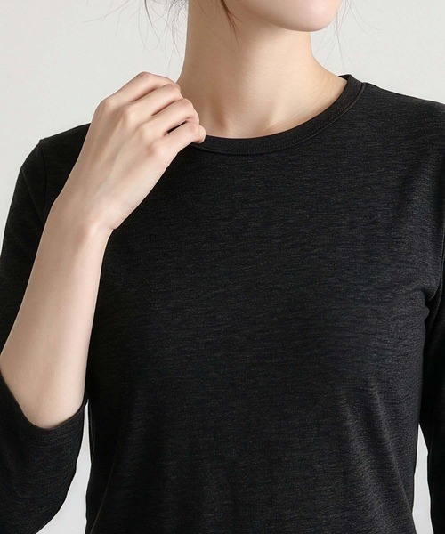 LOWO(ロワ)の「【M~Lサイズ展開】クルーネック七分袖カットソー(Tシャツ/カットソー・レディース・ブラウン/ベージュ/ホワイト/グレー/ブラック・M/L)」の22枚目の写真