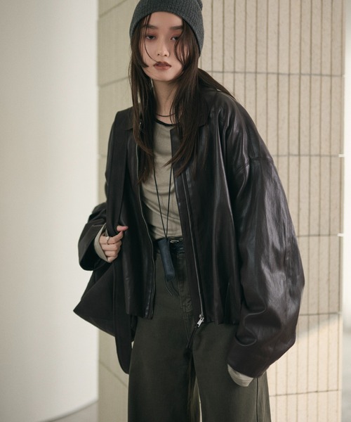 LAULEN(ローレン)の「hem tuck zip blouson /裾タックジップブルゾン(ブルゾン・レディース・ブラウン・FREE)」の18枚目の写真