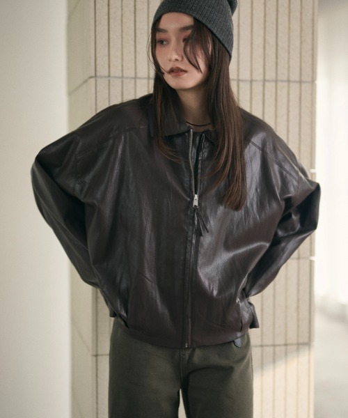 LAULEN(ローレン)の「hem tuck zip blouson /裾タックジップブルゾン(ブルゾン・レディース・ブラウン・FREE)」の14枚目の写真