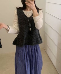 ミニフレア ノースリーブ レイヤード用ニットトップス ニットベスト