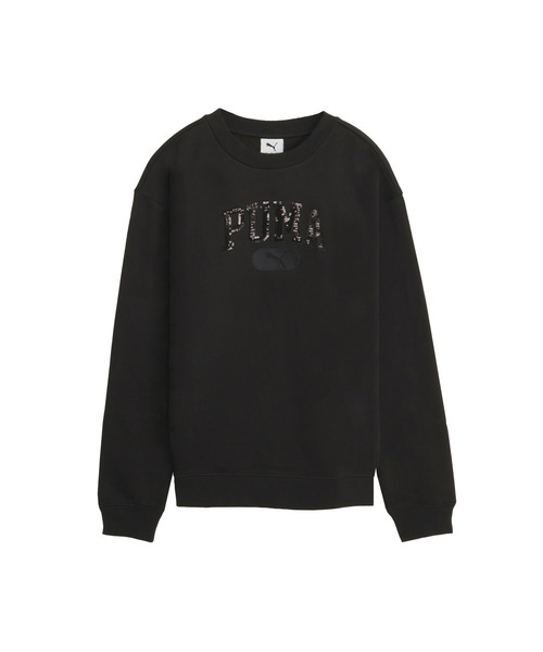 PUMA(プーマ)の「PUMA プーマ ウィメンズ ESS スパンコール スタンダード クルースウェット(スウェット・レディース・オフホワイト/ブラック/ダークブラウン系・MEDIUM/X-SMALL/SMALL/LARGE)」の1枚目の写真