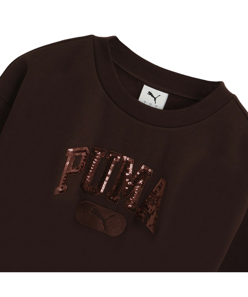 PUMA(プーマ)の「PUMA プーマ ウィメンズ ESS スパンコール スタンダード クルースウェット(スウェット・レディース・オフホワイト/ブラック/ダークブラウン系・MEDIUM/X-SMALL/SMALL/LARGE)」の19枚目の写真