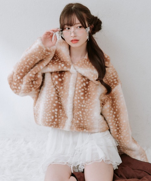 OLIVE des OLIVE（オリーブデオリーブ）の「いろいろファーブルゾン（ブルゾン・レディース・ピンク/ブラウン/ベージュ/オフホワイト・FREE）」の3枚目の写真