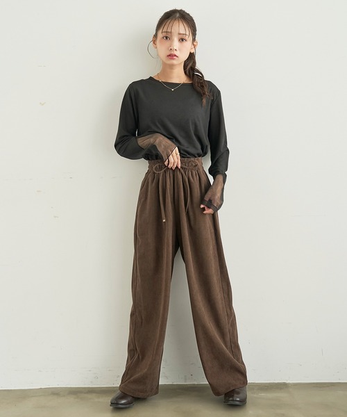 mil(ミル)の「コーデュロイ リラックスパンツ 【588232】(その他パンツ・レディース・ダークベージュ/アイボリー/ブラウン・M-Regular/M-Short/S-Regular/S-Short)」の4枚目の写真