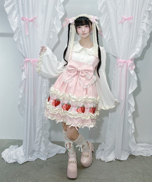 Ank Rouge(アンクルージュ)の「【再販】ショートケーキの夢ワンピース(ワンピース・レディース・レッド/ピンク・M)」の3枚目の写真