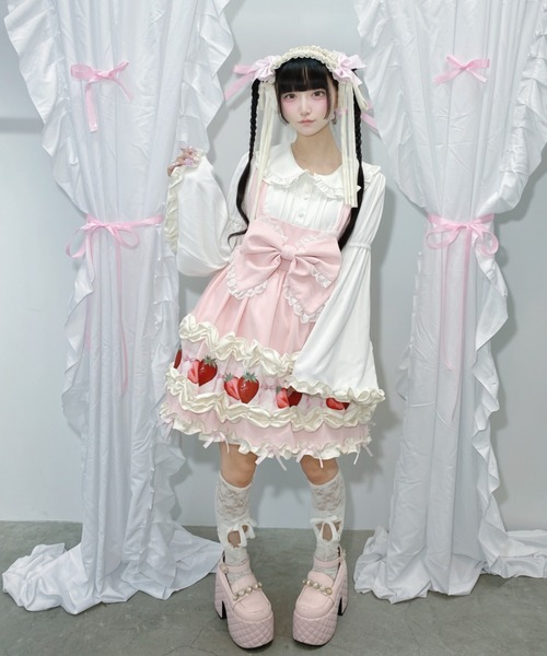 Ank Rouge(アンクルージュ)の「【再販】ショートケーキの夢ワンピース(ワンピース・レディース・レッド/ピンク・M)」の4枚目の写真
