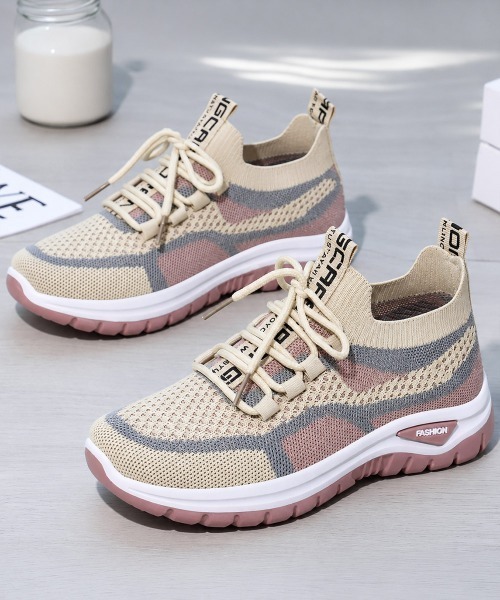 Miniministore（ミニミニストア）の「ニットスニーカーメッシュスリッポン軽量靴（スニーカー・レディース・ホワイト系1/ベージュ系2/ベージュ系1/ホワイト系2・23.0cm/23.5cm/24.5cm/24.0cm/25cm）」の22枚目の写真