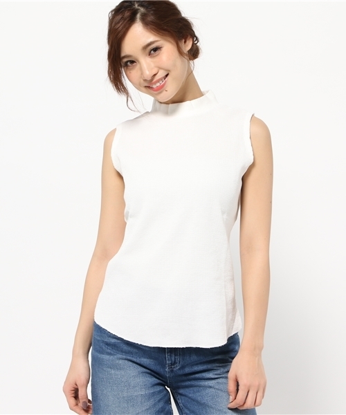 Ray BEAMS(レイビームス)の「◇【ラブリ着用】Ray BEAMS / サーマル ハイネックノースリーブ(Tシャツ/カットソー・レディース・オリーブ/オフホワイト/ベージュ/ネイビー・ONE SIZE)」の2枚目の写真