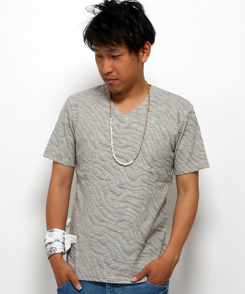 VENCEEXCHANGE（ヴァンスエクスチェンジ）の「膨れジャカード半袖Tシャツ    （Tシャツ/カットソー・メンズ・ブラック/ネイビー/グレー/ホワイト/オリーブ・LARGE/MEDIUM）」の3枚目の写真