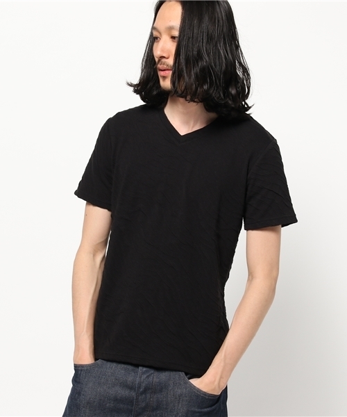 VENCEEXCHANGE（ヴァンスエクスチェンジ）の「膨れジャカード半袖Tシャツ    （Tシャツ/カットソー・メンズ・ブラック/ネイビー/グレー/ホワイト/オリーブ・LARGE/MEDIUM）」の12枚目の写真
