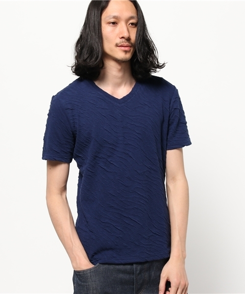 VENCEEXCHANGE（ヴァンスエクスチェンジ）の「膨れジャカード半袖Tシャツ    （Tシャツ/カットソー・メンズ・ブラック/ネイビー/グレー/ホワイト/オリーブ・LARGE/MEDIUM）」の14枚目の写真